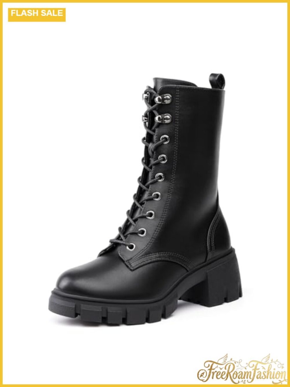 IDIFU Women's Combat Platform Boots Chunky Lace Up Booties